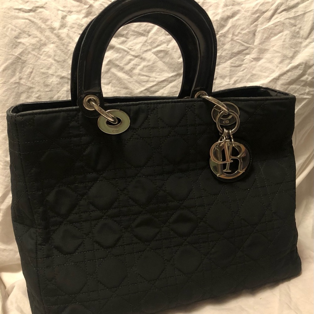 COPY - Classic black quilt Lady Dior handbag in good condition.